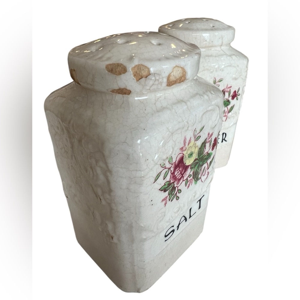 Large Vintage Transferware Salt & Pepper Shakers, Made in Japan - Picture 5 of 7
